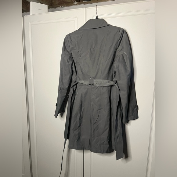 DKNY Gray Belted Trench Coat Medium Classic Double Breasted - Picture 14 of 16